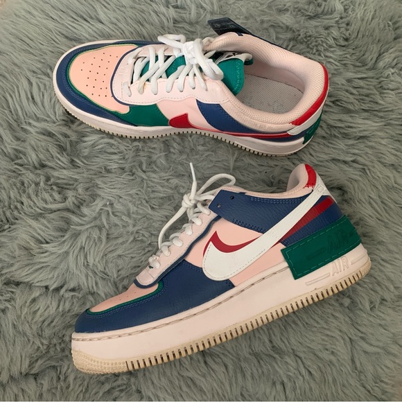 Nike Shoes - Women’s 9 NIKE Air Force 1 Low Shadow Mystic Navy Pink Red Green Sneakers